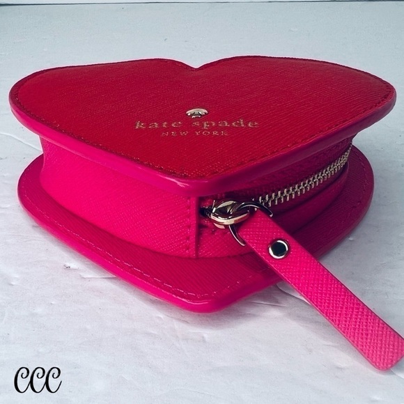 Kate Spade Heart of Gold Red Pink Coin Bag - Picture 13 of 16